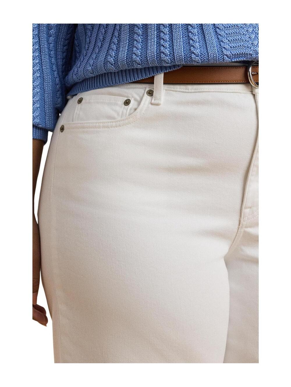 Lauren Ralph Lauren Plus Size High-Rise Wide-Leg Cropped Jeans White Wash 22 - Picture 3 of 3